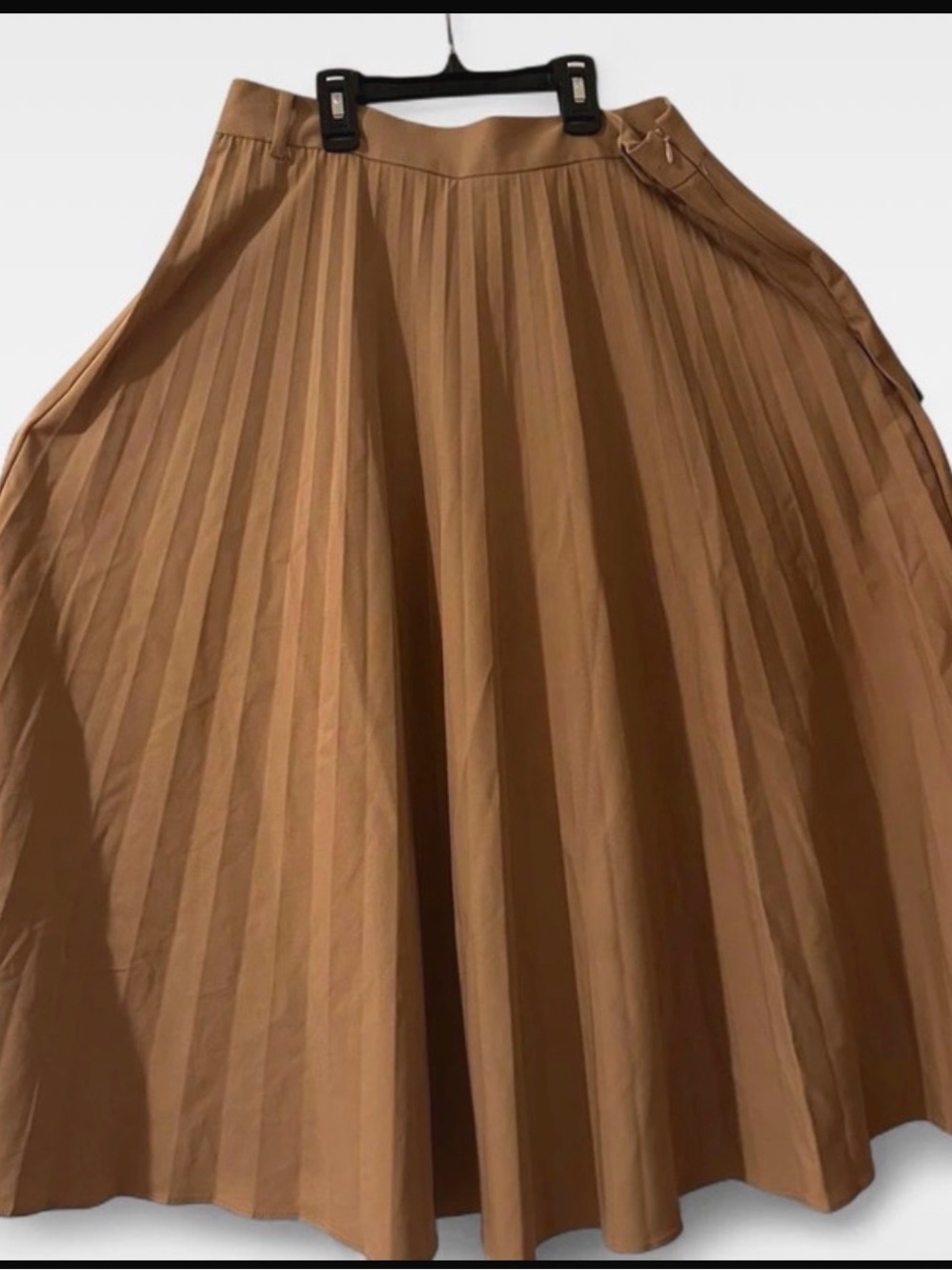 Zara Pleated A-Line Skirt - Camel Brown